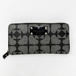 [Kate Spade] Neda Black Pebbled Leather Ace of Spades Zip Around Wallet *FLAW*